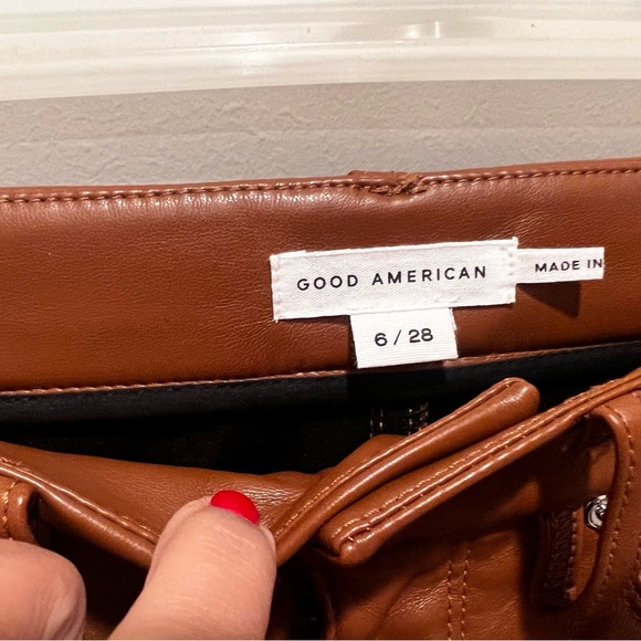 Good American Better Than Leather Faux Good Icon Pants Burnt Caramel 6 / 28 - Picture 10 of 11